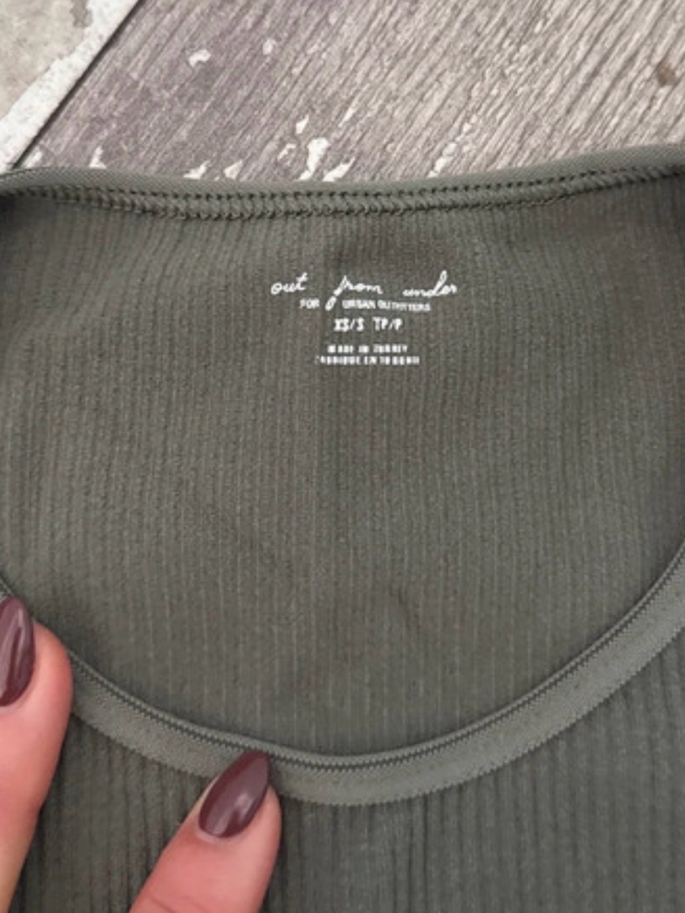 Urban Outfitters Olive Ribbed Crew Neck
